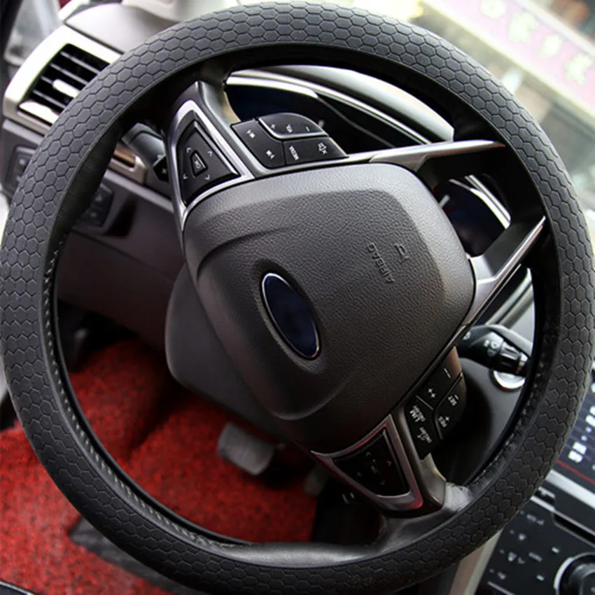 

Car Cover 36-38cm Diameter Car Auto Silicone Steering Wheel Cover Soft Crocodile Texture Universal Auto Car Covers Accessories