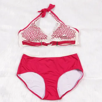 

TCBSG Halter Top Bikinis Dress Swimwear Women Swimsuit Female 2019 Sexy Bikini Set Retro Bathing Suits Printed Floral Biquini