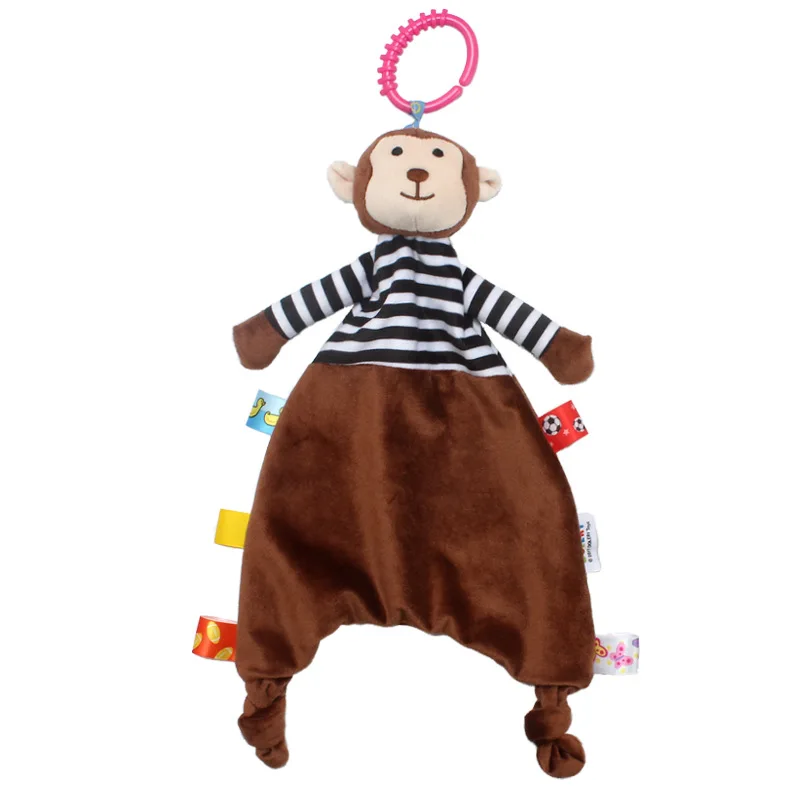 Игрушки для новорожденных, успокаивающее полотенце, милое мультяшное животное, мягкое успокаивающее полотенце с погремушкой, кролик, обезьяна, медведь, детская игрушка для коляски - Цвет: Monkey