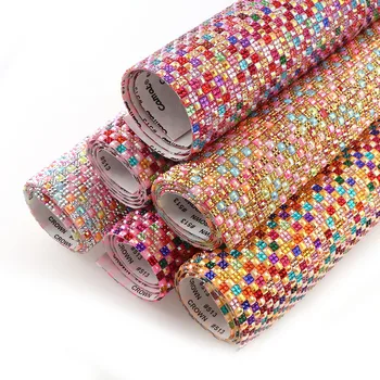 

1Pc 24x40cm Square Resin Shiny Colorful Rhinestone Trim Self Adhesive Strass Mesh Applique For DIY Dress Jewelry Card Decor