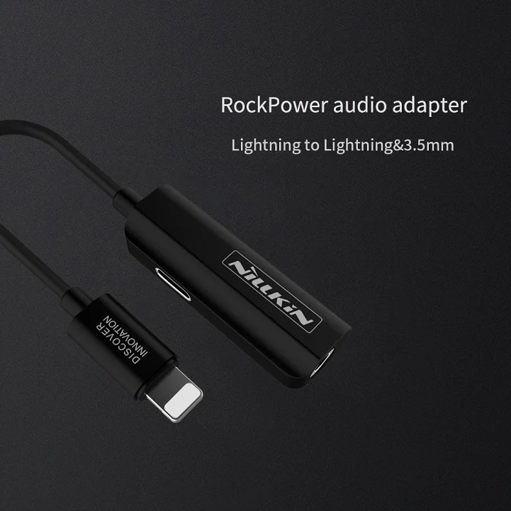 NILLKIN 3,5 мм аудио кабель для iPhone зарядный AUX кабель гарнитура с подсветкой кабель 2 в 1 адаптер для наушников для iPhone X 8 7 7 Plus - Цвет: Audio Cable Black