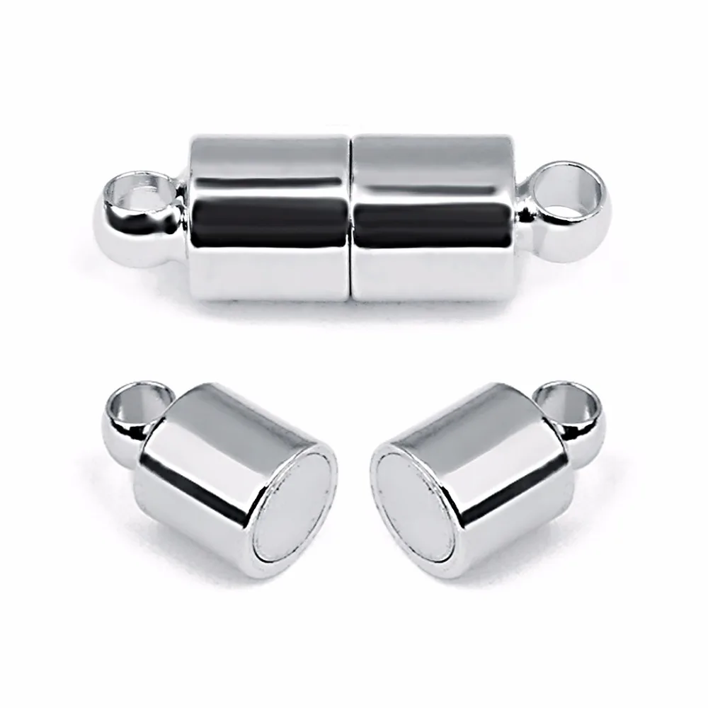 

LOULEUR 10pcs Round Magnetic Clasps Fit Bracelets Necklace Rhodium End Clasp Connectors for Makings Leather Bracelet Jewelry
