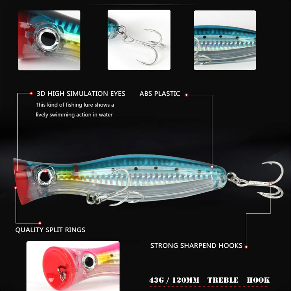 1 шт. 12 см 40 г большой Поппер рыболовная приманка 8 цветов Isca жесткая искусственная приманка воблер кренкбейт Swimbait Pesca Leurre приманка для щуки