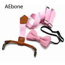 AEbone/розовые подтяжки с галстуком-бабочкой для маленьких мальчиков, нашейный бант для девочек и набор подтяжек, 4 зажима, бордовые, темно-синие тиранты Bebe 2,5*65 см Sus31