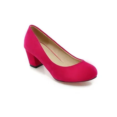Новые весенние милые туфли на высоком каблуке тонкие туфли в стиле ретро для девушек женские офисные туфли с круглым носком на толстом каблуке, размер 33-43 Женская обувь - Цвет: Rose