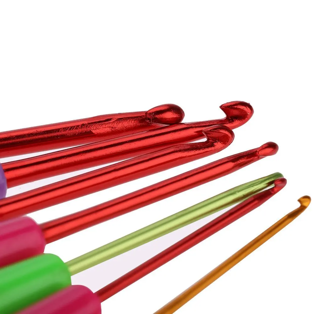 7pcs 14cm Multicolor Plastic Knitting Needles Crochet Hooks Kit With