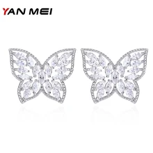 YANMEI 5 цветов Полые CZ бабочка серьги гвоздики для женщин Симпатичные Мирко модные украшения YME8003