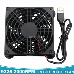 2 pièces Gdstime 92mm TV Box sans fil routeur ventilateur de refroidissement DC 5 V USB refroidisseur d'énergie 92x92x25mm 9 CM avec filet de protection 