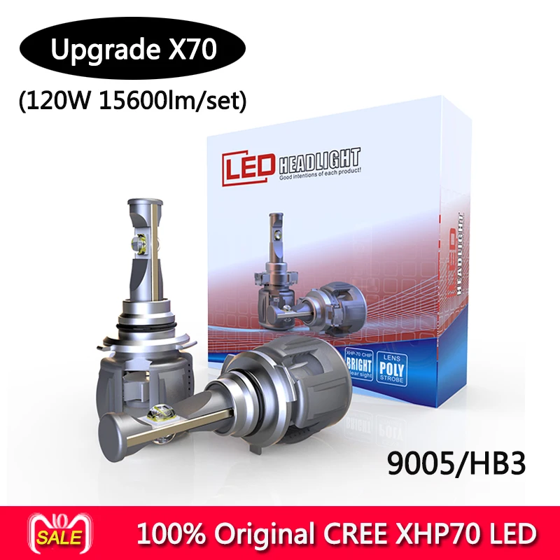 100 original CR EE X70 XHP70 LED auto headlight bulbs H4 H7 H8 H9 H11 9005