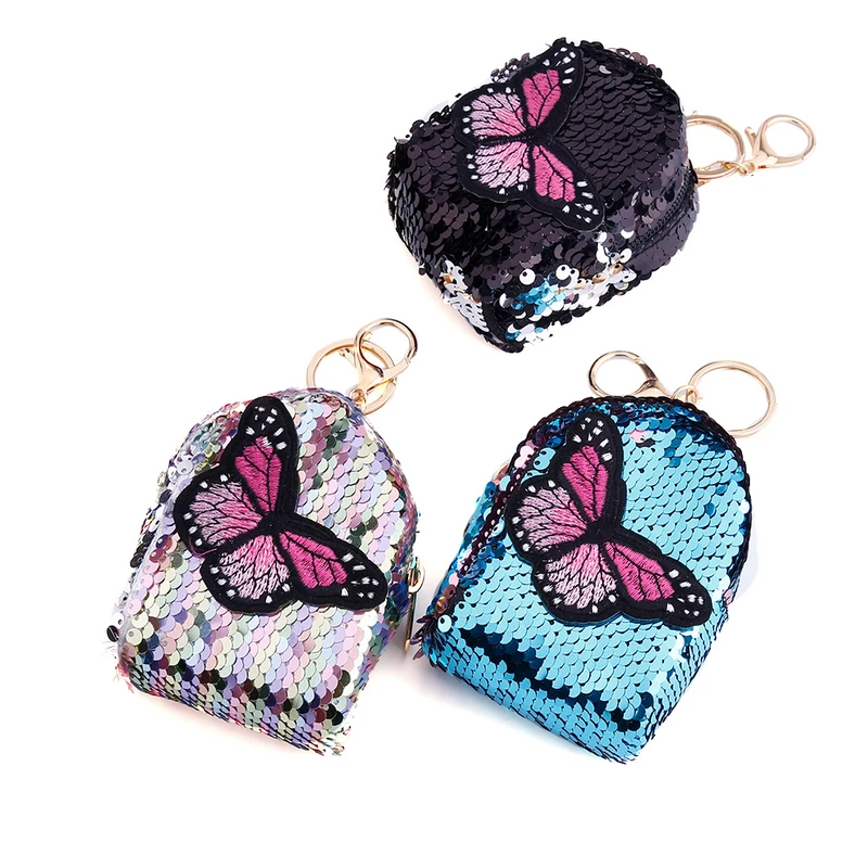 Junlead Sparkly sequines women Butterfly coin purse pocket change
