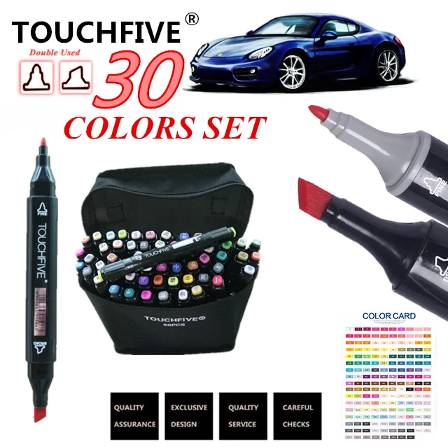 

TOUCHFIVE 30 Colors Drawing Marker Pen Design Artist Dual Head Sketch Markers Set For Manga Marker School Supplies