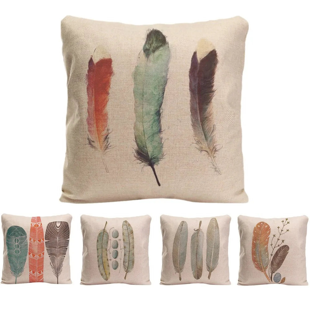 Colorful Feather Cushion Cover Unique Design Decorative Sofa Chair