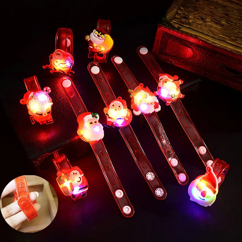 

50 Pcs Santa Claus Light Flash Christmas Toys Wrist Hand Take Dance Party Dinner Party Luminous Toys Gift for Kids