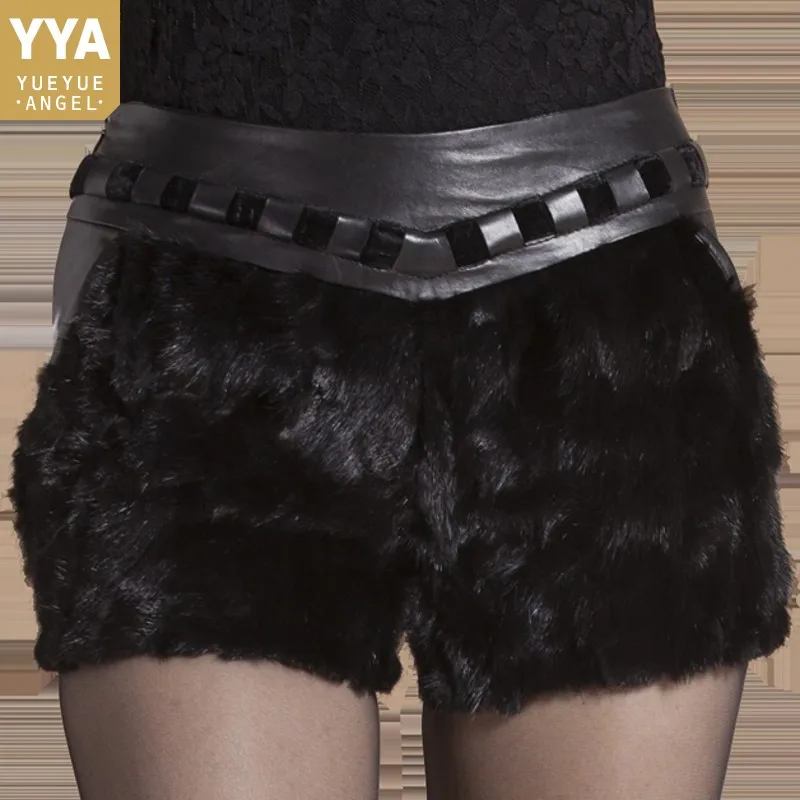 Nertsen Haar Down Lederen Shorts voor Vrouwen Ontwerper Schapenvacht Wrap Slanke Korte Mujer Kantoor Dames Lederen Korte Broek Nertsen Haar Down Lederen Shorts voor Vrouwen Ontwerper Schapenvacht Wrap Slanke Korte Mujer Kantoor Dames Lederen Korte Broek