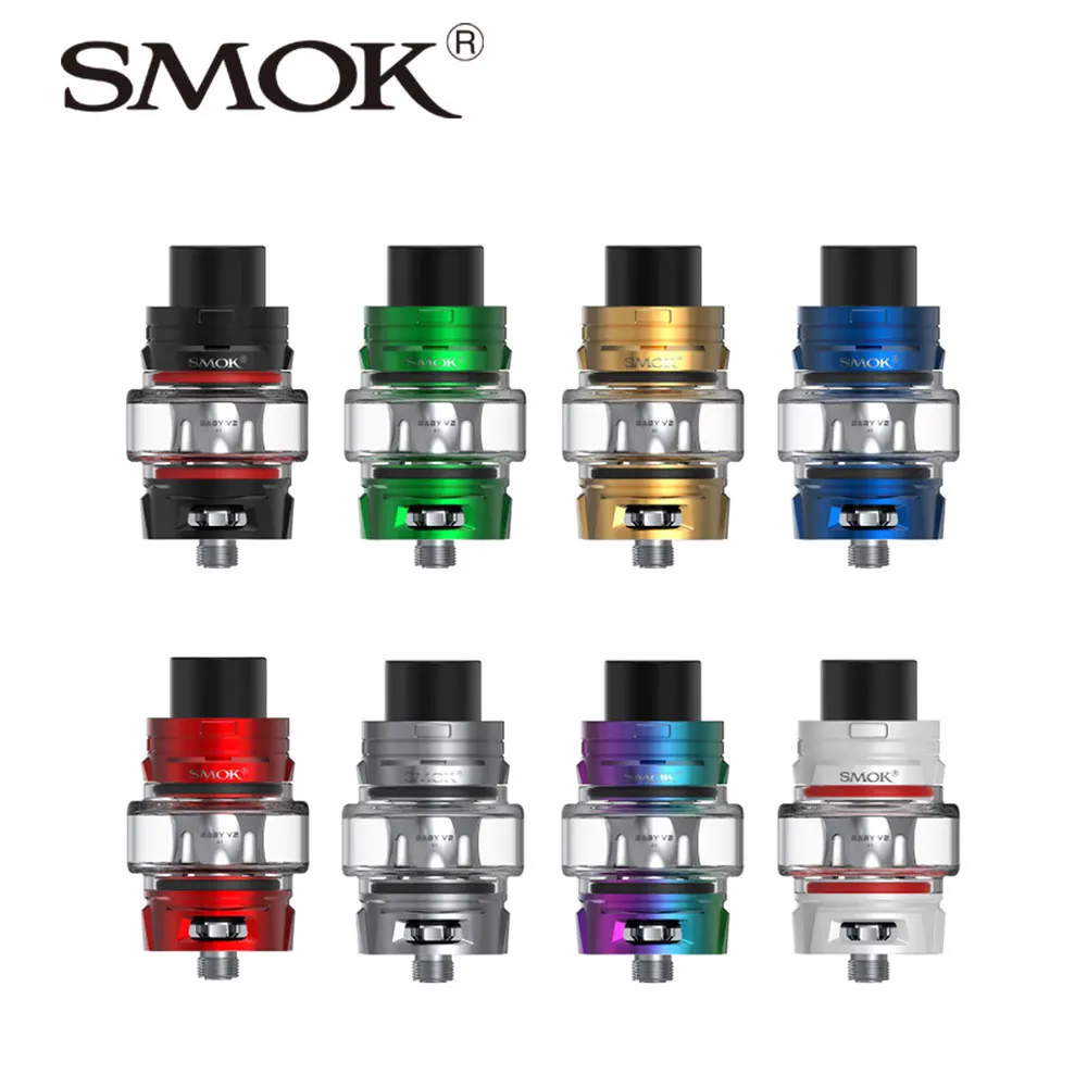 

Original SMOK TFV8 Baby Version 2 Tank 5ml/2ml W/ Better Airflow System New Baby Version 2 Coils A1/A2/A3 Vs TFV12 Prince Tank
