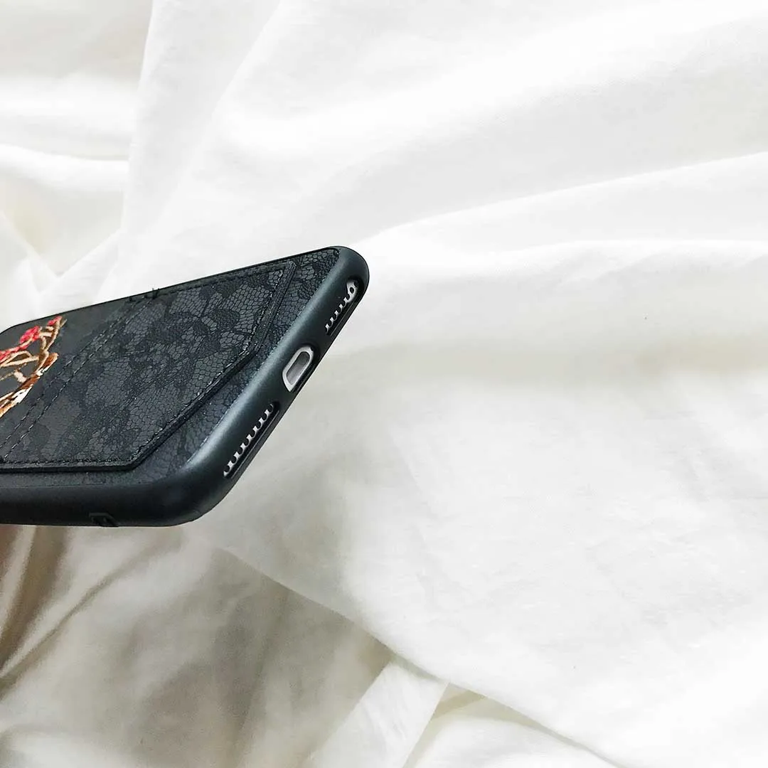 Джинсовый кошелек чехол с 3D вышивкой для телефона iPhone 7 plus 6 8 x Sika Deer Cat задняя