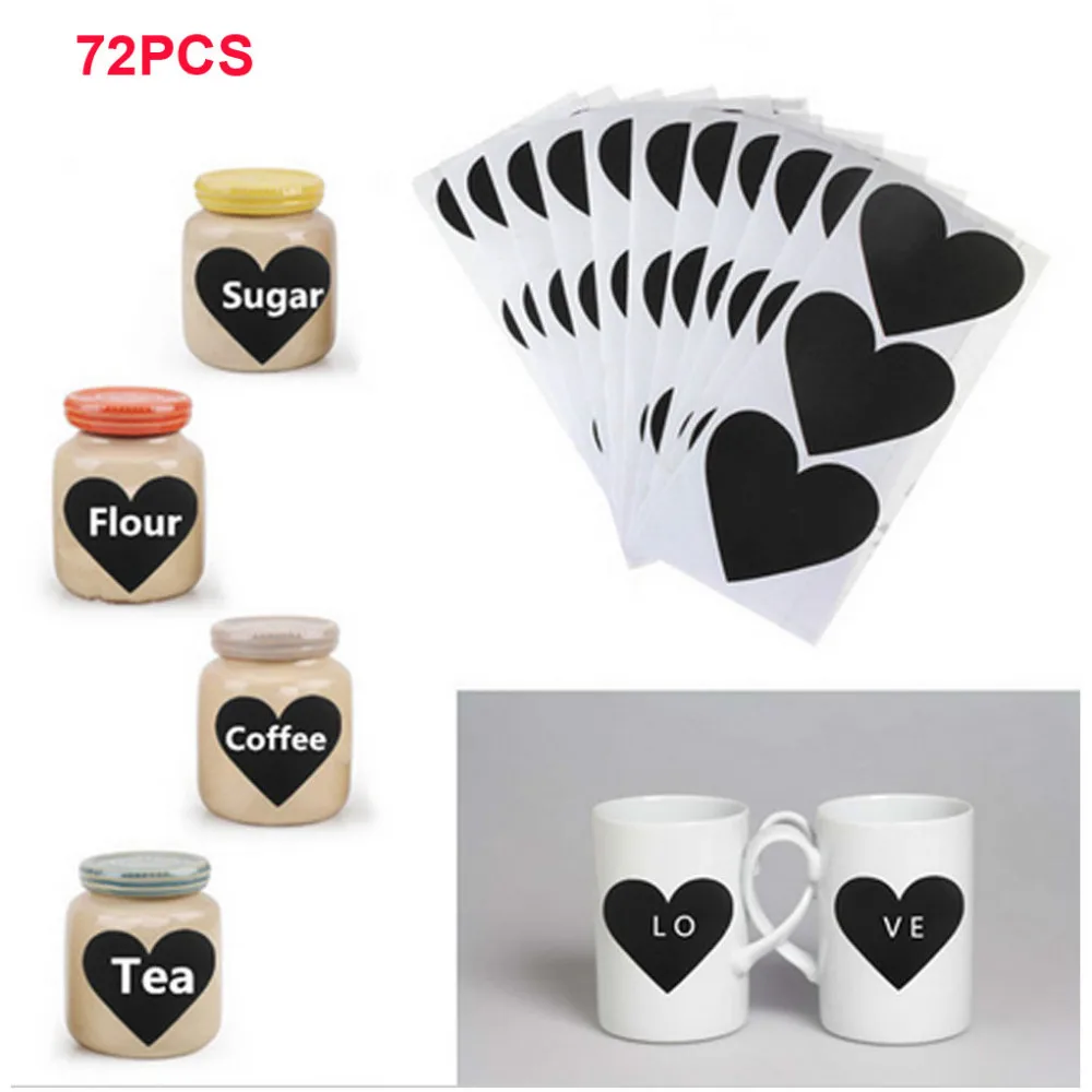 

72Pcs/Set Blackboard Sticker Craft Kitchen Jar Organizer Labels Chalkboard Chalk Board Stickers Black