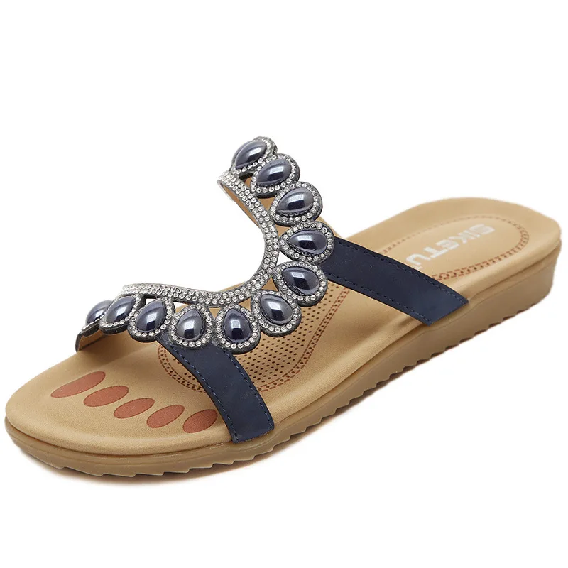 

2017 Latest Korean Version Of The Water Diamond Women Sandals Summer Leisure Sandals Flat Sandals Beach Shoes Women