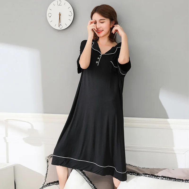 

Modal Material Nightgown Plus Size 4xl-6xl Nightgown Indoor Clothing Home Dress 1068