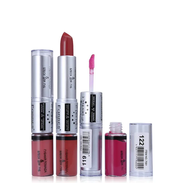 191 Farres Rouge à Lèvres Marque Double Ended Mat Rouge à Lèvres Kit Brillant à Lèvres Liquide Hydratant Longue Durée De La Lèvre Batom De