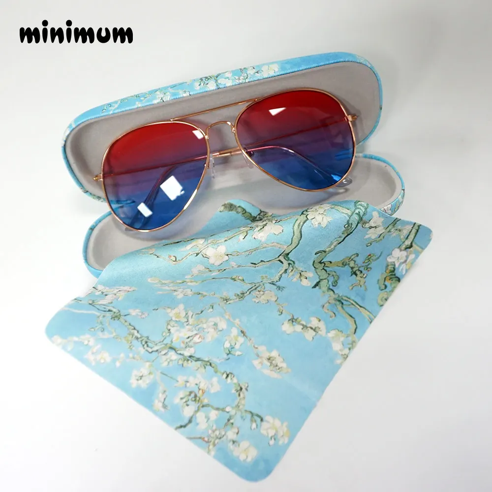 MINIMUM Retro oil painting sunglasses case with Glasses Cloth Microfiber Clean Lens Dust Wiper Camera Screen Cleaner Soft Suede