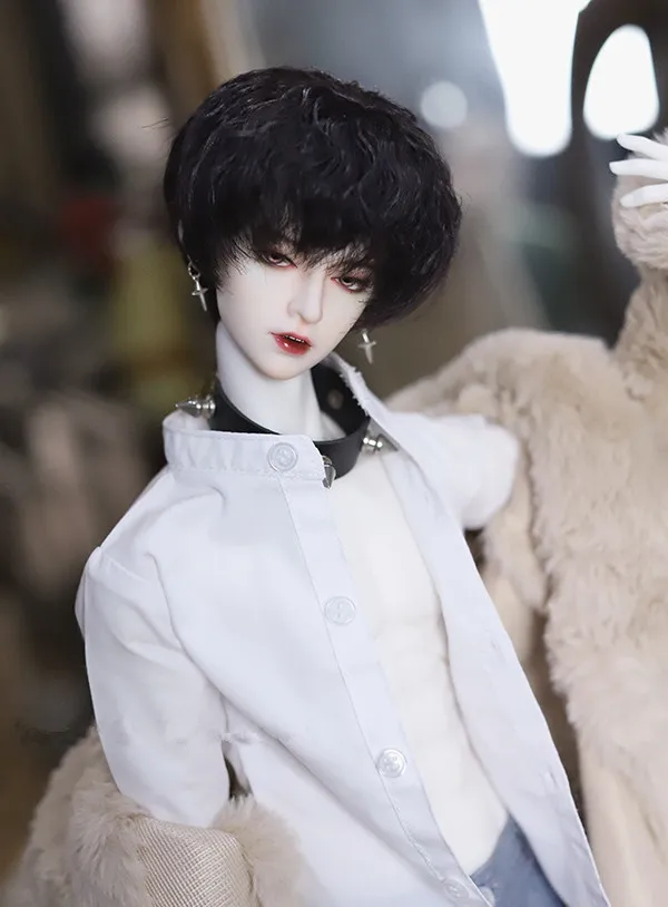 

BJD doll with wig high temperature silk suitable for 1/3 1/4 MSD DD master natural black tinfoil hot junior short hair doll acce