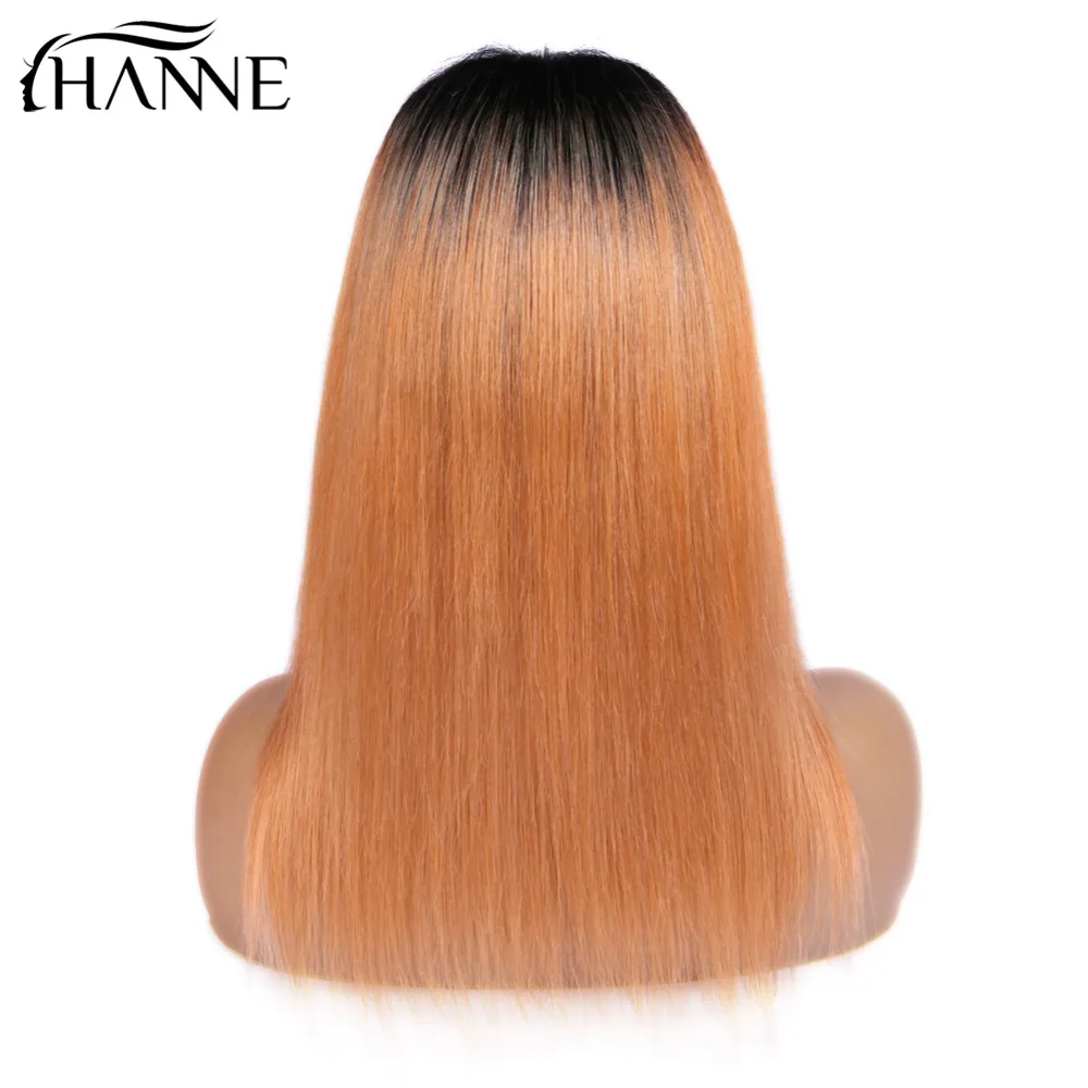 4*4 парик с закрытием шнурка Омбре оранжевый прямые бразильские волосы remy кружевные человеческие волосы парики 150% для черных женщин HANNE волос