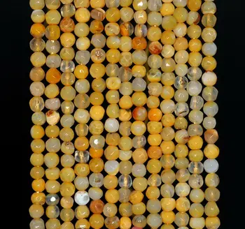 

4mm Fire Agate Gemstone Yellow Faceted Round Loose Beads 15 inch Full Strand (90183798-364)