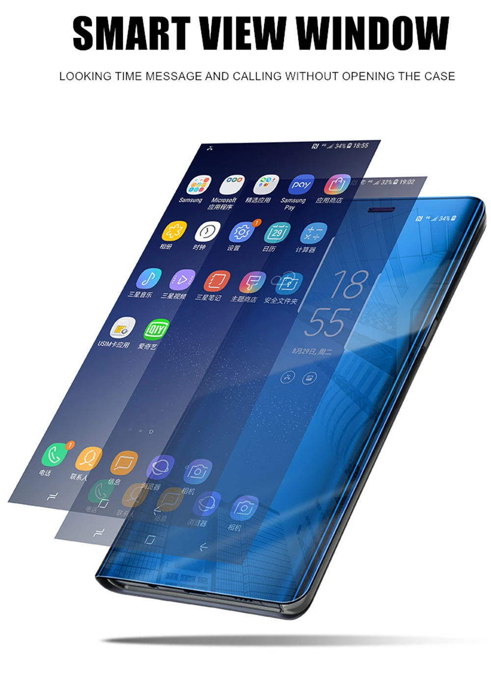 Зеркальный смарт чехол для Samsung Galaxy A3 A5 A7 2017 A8 A9 A6 Plus 2018 J2 J5 J7 J3 PRIME 2 CORE NEO