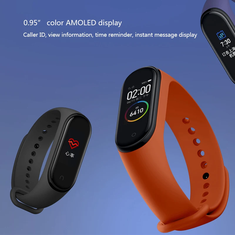 Xiaomi Mi band 4 smart heart rate фитнес-трекер 50 м водонепроницаемый 0,95 дюймовый цветной экран Bluetooth 5,0