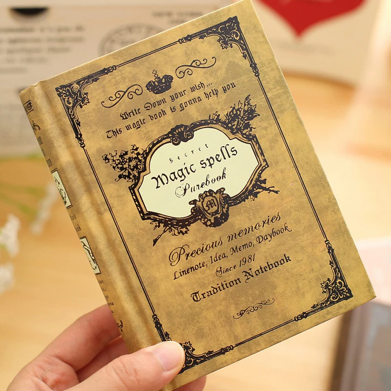 

64K Small Pocket Vintage Notebook Handcover Magic Spells Pockets Book Planner Journal Traveler Notepad