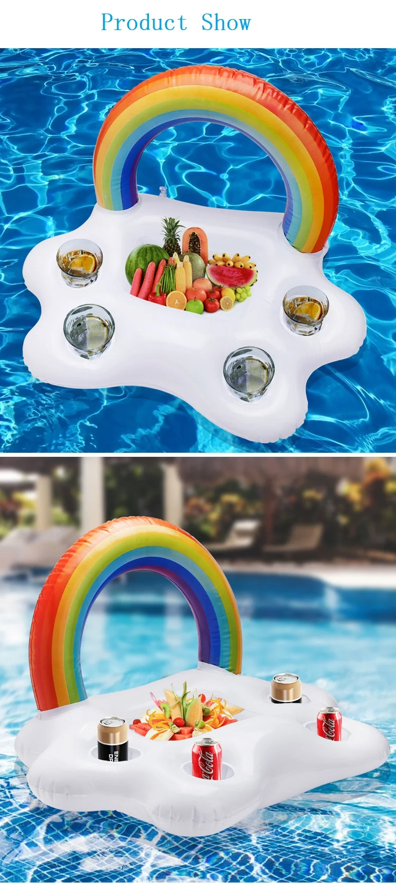 Летний Лидер продаж красивые креативные радуги облака надувные подстаканник бассейн вечерние воды вечерние надувные бар на воде
