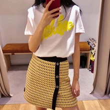 Женские хлопковые футболки дизайнерские белые футболки с короткими рукавами и надписью Футболка с вышивкой Топы