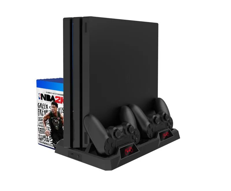 

For Playstation 4 PS4/PS4 Slim/PS4 Pro Vertical Stand Cooling Fan LED Dual Controller Charger Charging Station Dock Disc Bracket