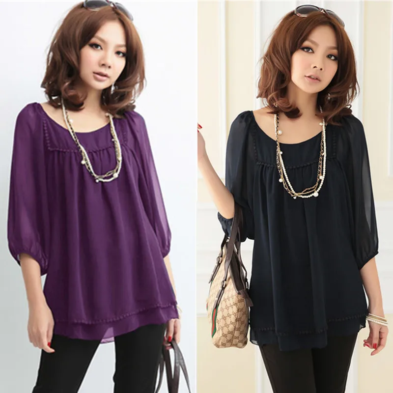 2017 New Rushed Plus Size 3xl Fat Blusas Feminina Fashion Summer Blouses Chiffon Blusa Lantern Sleeve O-neck Women Tops Shirt |