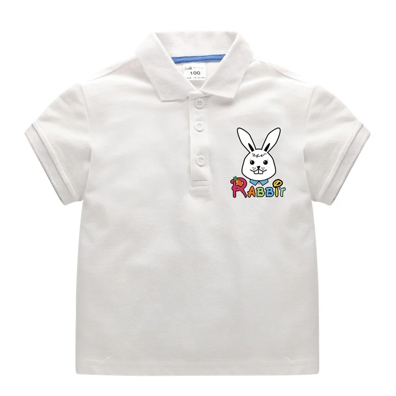 

kids polos shirts summer 2-11Y boys girls tops short sleeve tees baby cartoon rabbit clothing solid children clothes 2-11 y
