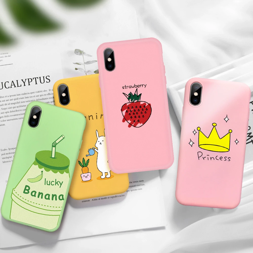 

TPU Phone Case For iPhone X Xr Xs Max Pattern Case For iPhone 6 S 6S 7 8 Plus 5 5S SE Strawberry Cactus Plants Printing Cover