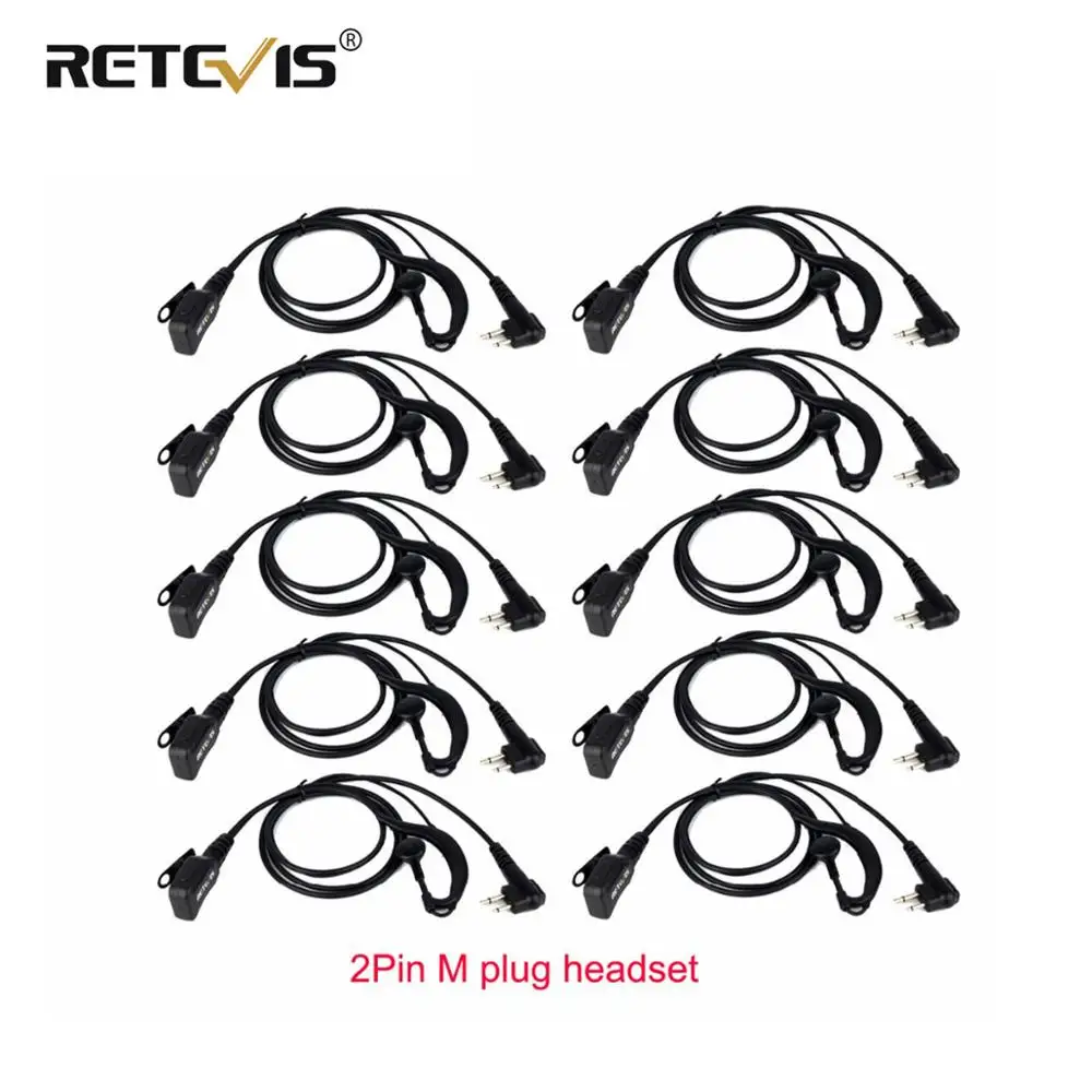10pcs Volume Adjustable Earpiece PTT Mic Retevis Headset For Motorola GP68 G9300 CP88 CT150 PRO1150 Walkie talkie For HYT TC-610 afbeelding