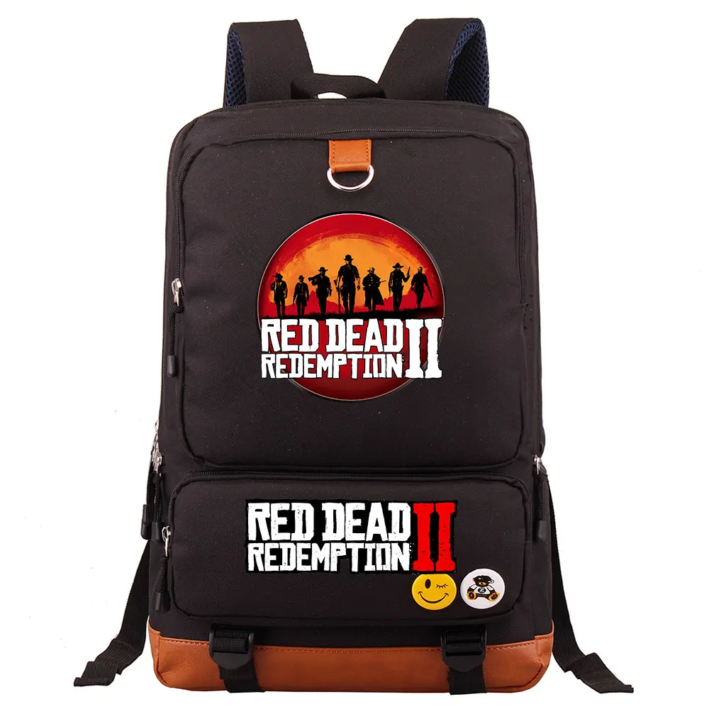 Горячие игры красный изображения из фильма «Red Dead Redemption» 2 Gun мальчик девочка школьная сумка Для женщин Bagpack подростков лоскутное полотно Для мужчин студенческий рюкзак для ноутбука