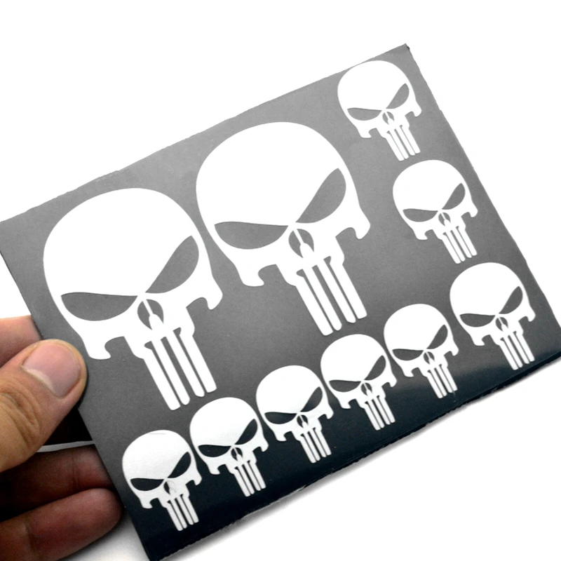 

10 pcs/Lot Car Styling Punisher Logo PVC Car Window Sticker For Rear Windshield on Motorcycle Suitcase Phone Sticker