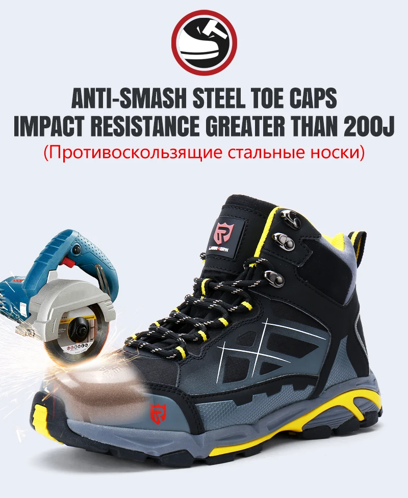 SRC Нескользящие Антистатические Рабочие ботинки для мужчин со стальным носком Защитная обувь защитные кроссовки проколы Рабочая обувь