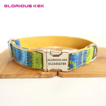 

GLORIOUS KEK Dog Collar and Leash Set Personalized Ethical Pet Collars Metal Hardware Adjustable Small Med Big Dog Collar XS-XL