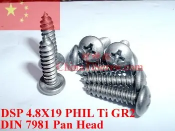 

Titanium screws 4.8X19 DIN 7981 Self Tapping Pan Head 50 pcs