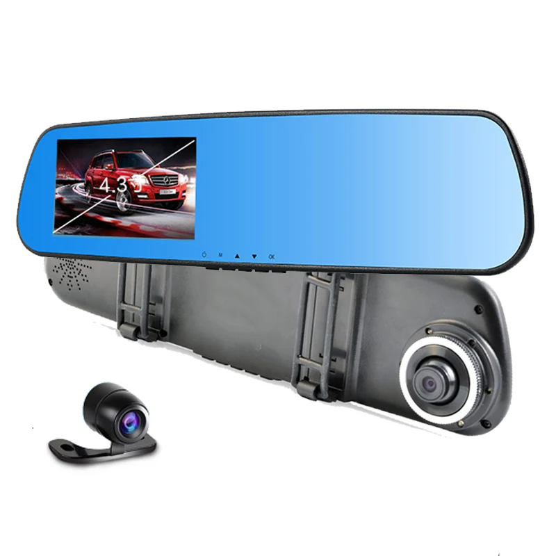 New E-ACE Full HD 1080P Dash Cam Car Dvr Camera Mirror With Dual Lens Video Recorder Auto Dvrs Rearview Cameras 6 Led Light