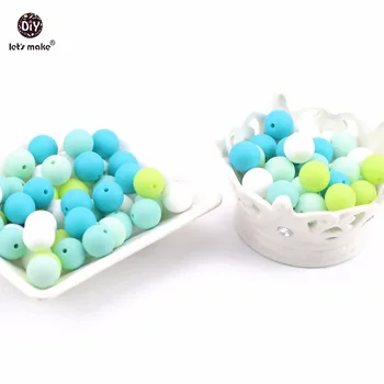 

Let's make 15mm 10pcs Mint Aqua Green BPA Free Silicone Food Grade Teethers DIY Baby Toys Handmade Nursing Necklace Baby Teether