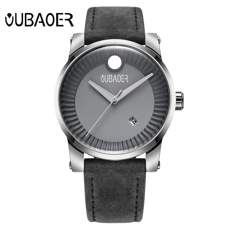 

OUBAOER Leather Mens Watch Business Quartz Auto Date Man Watches Fashion Casual Wristwatches Male Orologio Uomo Reloj Hombre