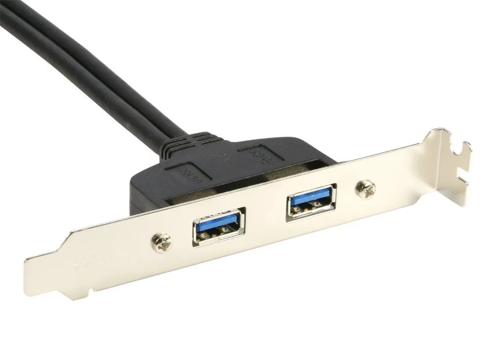 Adaptateur de câble de connecteur d'en-tête avec fente PCI, panneau arrière femelle vers carte mère, carte mère, 2 ports USB 3.0, 50cm, 20 broches
