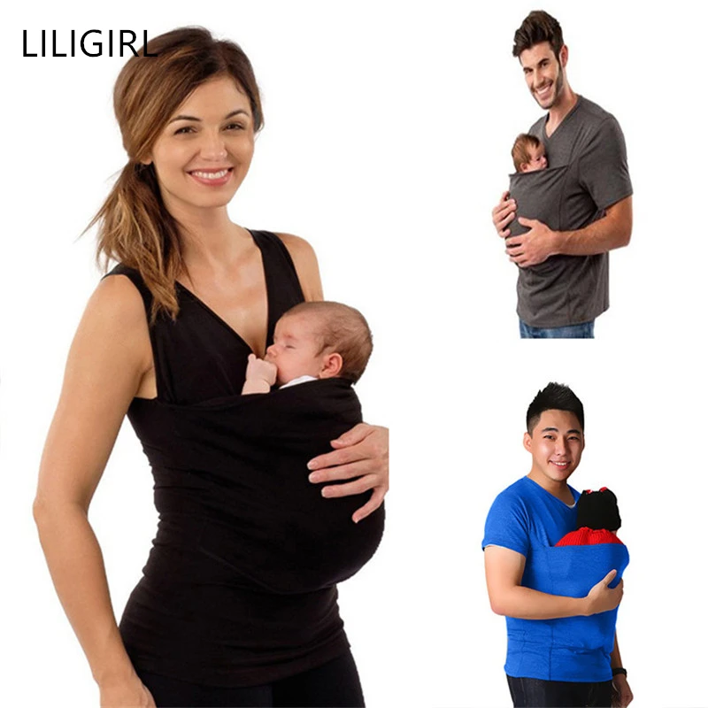 LILIGIRL Maternity Pregnant Nursing Top Clothes 2019 Dad and Pregnancy Mommy Shirt Kangaroo T-Shirts for Breastfeeding Clothing