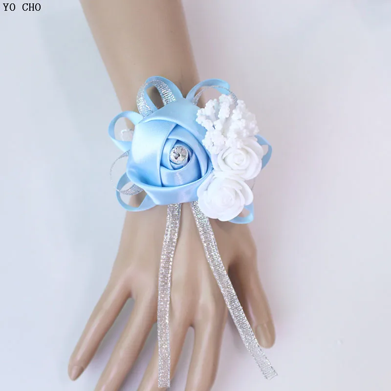 wedding wrist corsage Bracelet bridesmaid rose silk white pink marriage wrist corsage  (176)
