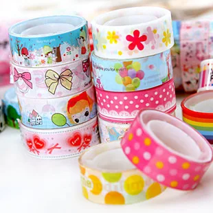

10pcs/ lot cute diy colored adhesive tape flower cartoon animal scrapbook decorative adhesive tape for school office stationery